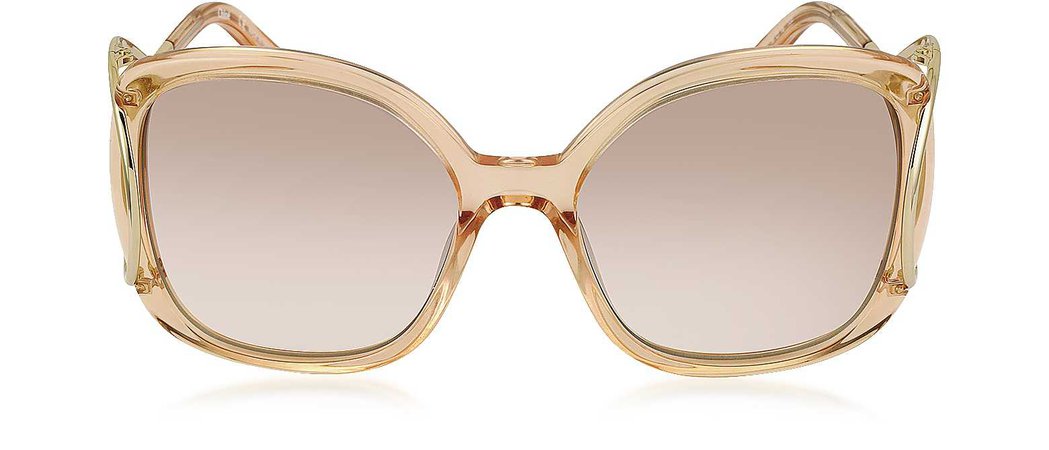 Chloe Pink / Shaded Brown JACKSON CE 702S Large Square Acetate & Metal Women's Sunglasses at FORZIERI