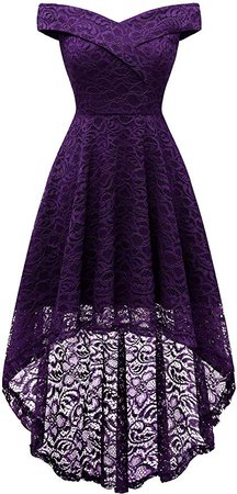 Amazon.com: Homrain Women's Vintage Floral Lace Off Shoulder Hi-Lo Wedding Cocktail Formal Swing Dress Dark Red 2XL: Clothing