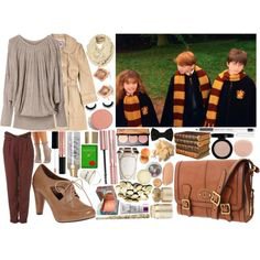 Harry Potter 1-7:: Hermione by sbhackney on Polyvore featuring Juicy Couture, Motel, FOSSIL, Kendra Scott, Forever 21, Smashbox, Stila, Benefit, tarte, Marc Jacobs, ULTA,..