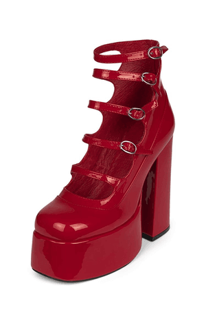 red platform heels