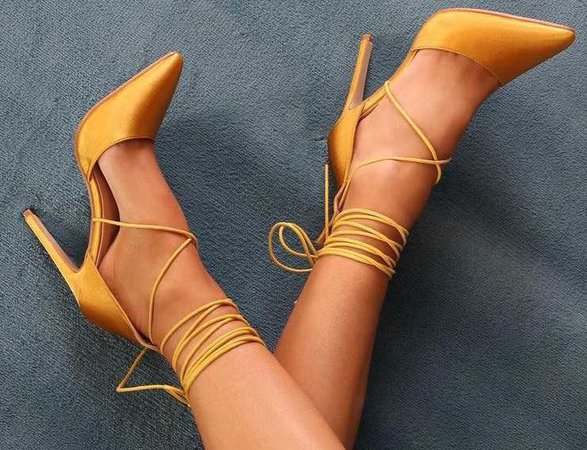 Gold Lace-Up Heels