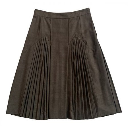 brown pleated skirt business office vintage