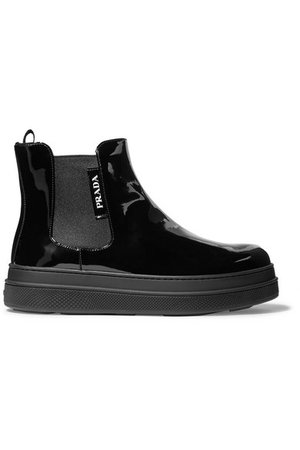 Prada | Patent-leather Chelsea boots | NET-A-PORTER.COM