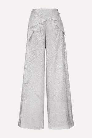 Silver Argott silk-blend Lurex wide-leg pants | Roland Mouret | NET-A-PORTER