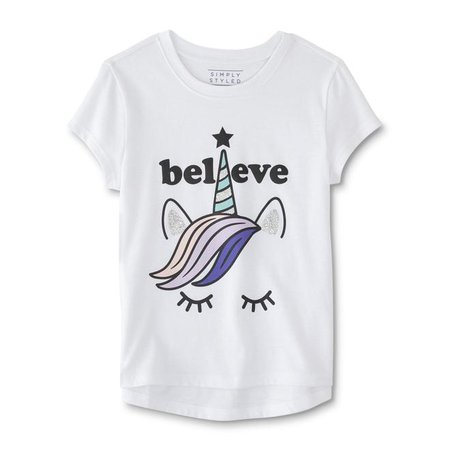 Simply Styled Girls' Graphic T-Shirt - Unicorn/Believe