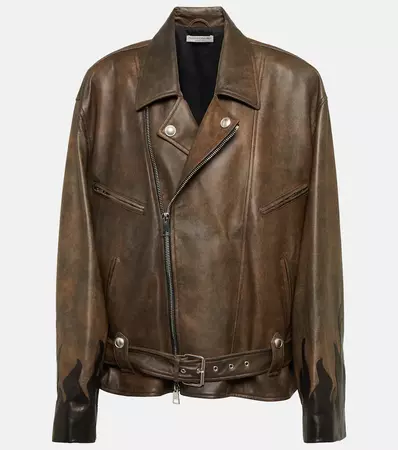 Alessandra Rich - Leather biker jacket | Mytheresa