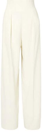 Pleated Crepe Wide-leg Pants - White