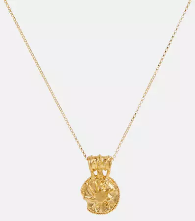 The Medium Sun Salutations Medallion 24 Kt Gold Plated Bronze Necklace in Gold - Alighieri | Mytheresa