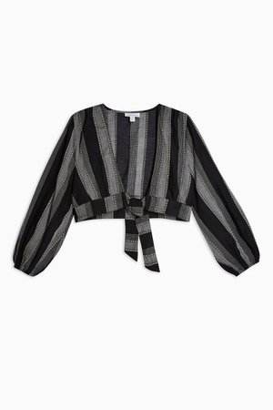 Black and White Stripe Tie Crop Top | Topshop