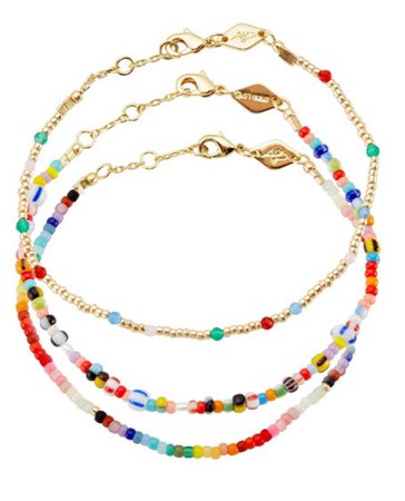 Annie Lu El Dorado set of three beaded bracelet $130