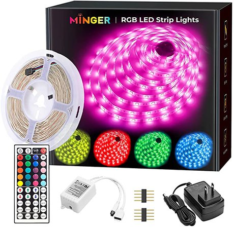 Amazon.com: MINGER LED Strip Lights 16.4ft, RGB Color Changing LED Lights for Home, Kitchen, Room, Bedroom, Dorm Room, Bar, with IR Remote Control, 5050 LEDs, DIY Mode: Home Improvement