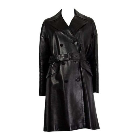 ALAIA black leather TRENCH COAT Jacket 38 For Sale at 1stdibs