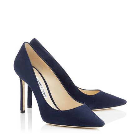 Navy Suede Pointy Toe Pumps | Romy 100 | Autumn Winter 16 | JIMMY CHOO