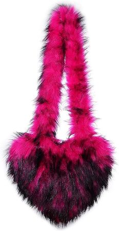 Women's Faux Fur Shoulder Purse Fleece Love Bag Heart Shape Y2k Crossbody Bag Chic Handbag Shoulder Bag: Handbags: Amazon.com