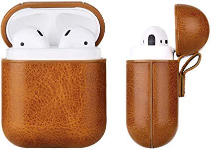 Amazon.com: Leather Case Compatible for Apple Airpods, Airpods Protective Case Cover with Strap, Leather Cover Skin with Keychain (Light Brown): Gateway