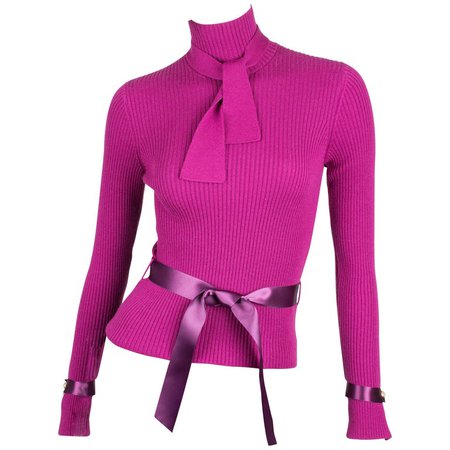 Chanel Turtle Neck Cashmere Sweater - purple For Sale at 1stdibs