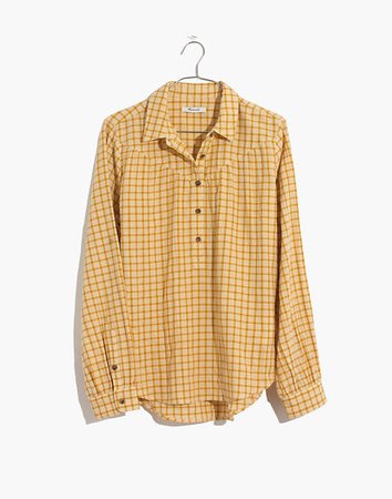 Plaid Western Popover Top yellow