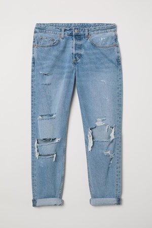 Boyfriend Low Ripped Jeans - Licht denimblauw/trashed - DAMES | H&M NL