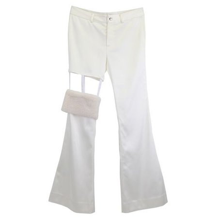 Jichoi FUR FLARED PANTS / WHITE