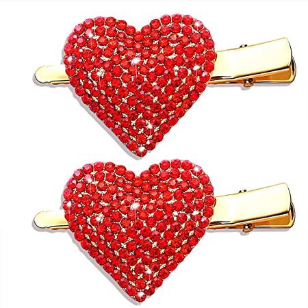 Amazon.com : NVENF Valentine’s Day Heart Hair Clips for Women Rhinestone Glitter Enamel Heart Hairpins Sweet Lovely Heart Hair Barrettes Styling Hair Accessory Party Gifts (Full Rinestone Heart) : Beauty & Personal Care