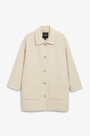 Wool blend coat - Cream - Jackets - Monki WW