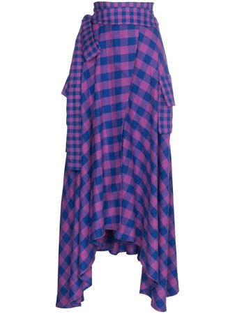 Natasha Zinko Asymmetric Check Maxi Skirt $552 - Buy Online - Mobile Friendly, Fast Delivery, Price