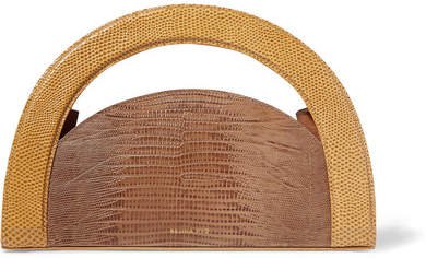 Arc Two-tone Lizard-effect Leather Tote - Camel
