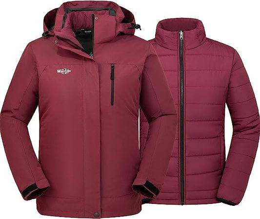 Amazon.com: Wantdo Women's 3 in 1 Waterproof Ski Jacket Windproof Winter Snow Coat Snowboarding Jackets Warm Raincoat : Clothing, Shoes & Jewelry