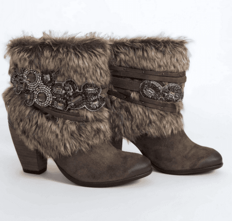 NAUGHTY MONKEY BROWN FRIENDS FUREVER ANKLE FAUX FUR EMBELLISHED BOOTS 8 BUCKLE | eBay