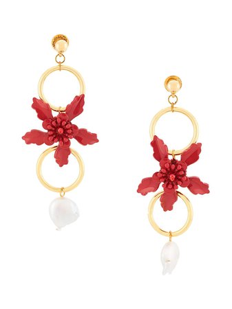 Oscar de la Renta flower hanging earrings