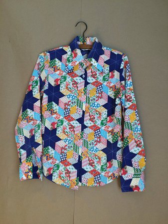 Vintage 1970's 70's patchwork shirt / button down | Etsy