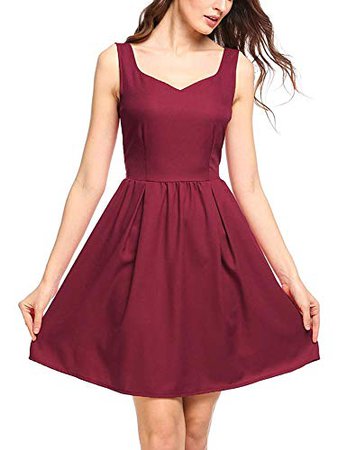 ACEVOG Women's Sleeveless Adjustable Strappy Summer Beach Floral Flared Swing Dress Casual Fit at Amazon Women’s Clothing store: