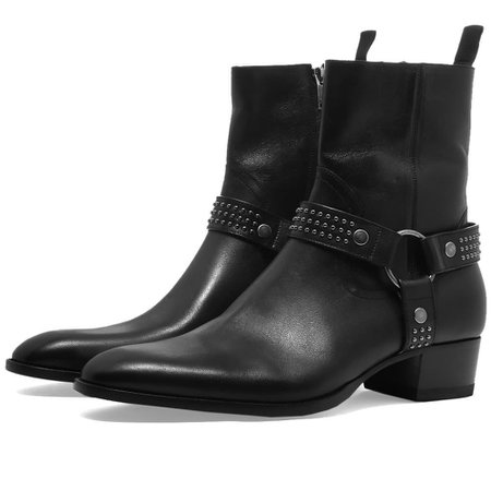 Saint Laurent Studded Leather Wyatt Boot Black | END.