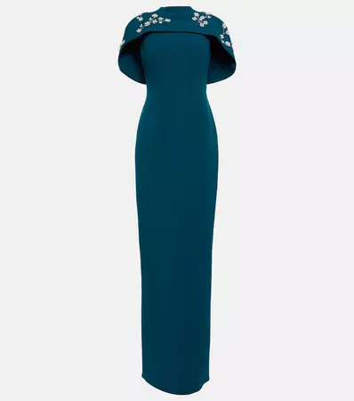 Embellished Crepe Gown in Blue - Safiyaa | Mytheresa