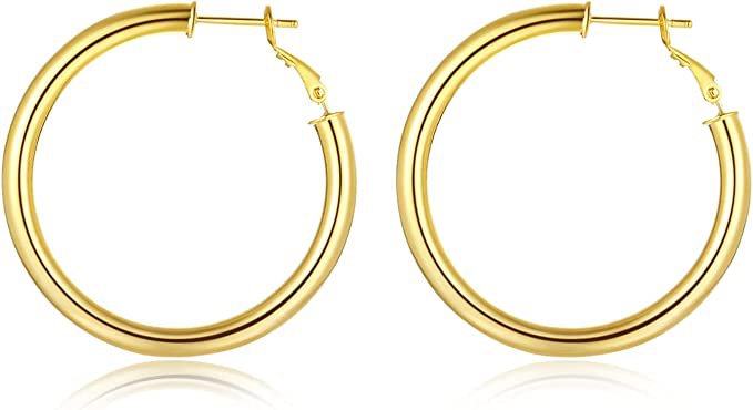 Amazon.com: Doubnine Tube Hoop Earrings Gold Silver Lightweight Large Earrings Women Fashion Jewelry : Beauty & Personal Care