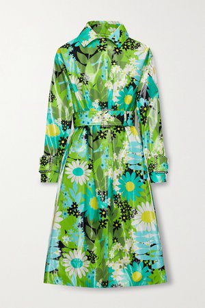 Green + 8 Richard Quinn Charlie crystal-embellished floral-print glossed-cotton trench coat | Moncler Genius | NET-A-PORTER