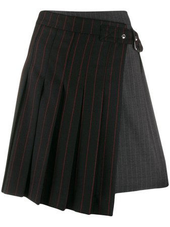 Black Mcq Alexander Mcqueen Pinstripe Buckled Skirt | Farfetch.com