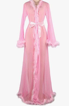 pink fur robe