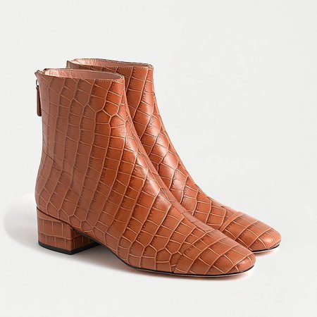 J.Crew: Roxie Cap-toe Ankle Boots In Crocodile-embossed Leather