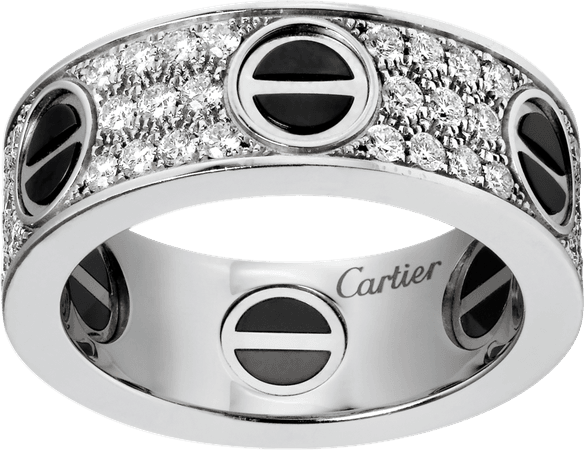 CRB4207600 - LOVE ring, diamond-paved, ceramic - White gold, ceramic, diamonds - Cartier