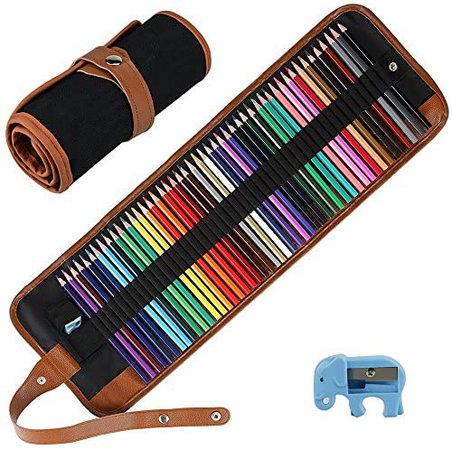 Finders | Intsun 50 Colored Pencils Set, Color Pencils Drawing Kit with Portable Roll-Up Canvas Bag Ideal for Adults, Artists, Sketchers & Children (Pouch Bag, Colored Pencils and Sharpener Included)