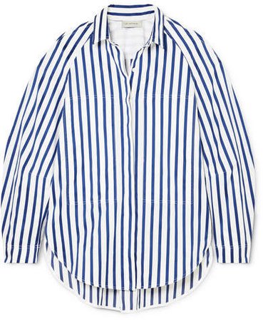 Mathews - Ottilie Striped Cotton-poplin Shirt - Navy