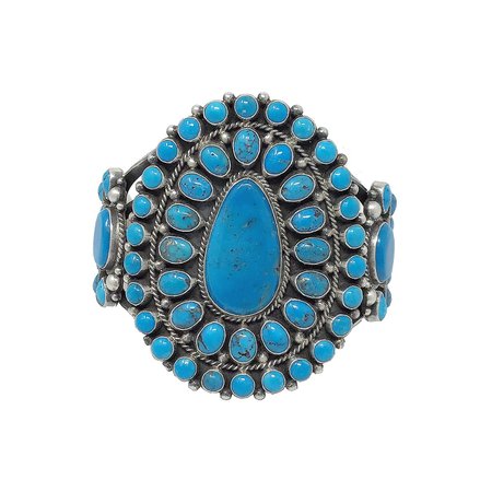 Tyler Brown Navajo Handmade Kingman Turquoise Cluster Bracelet