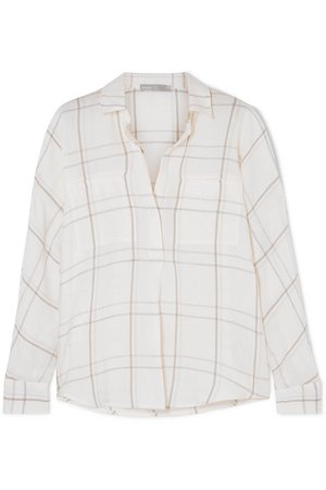 Vince | Bar Plaid checked brushed cotton-blend shirt | NET-A-PORTER.COM