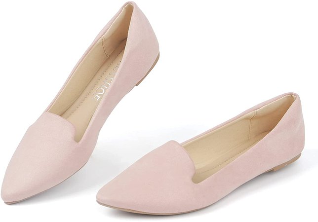 Amazon.com | MUSSHOE Ballet Flats for Women Comfortable Women's Flats Memory Foam Slip on Pointed Toe Flats Shoes Women,Old Pink 8 | Flats