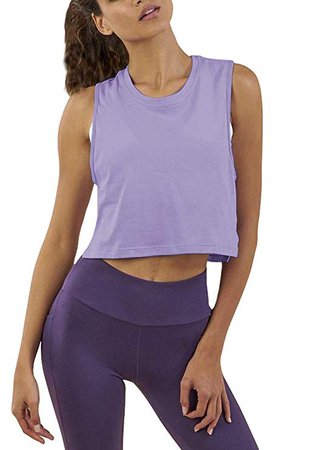 Mippo Women's Mesh Crop Top Sleeveless Racerback Workout Gym Shirt Loose Athletic Tank at Amazon Women’s Clothing store: