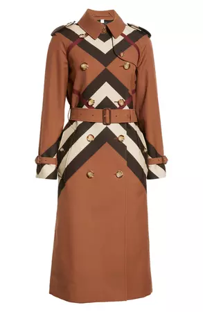 Burberry Waterloo Kissing Check Wool Trench Coat | Nordstrom