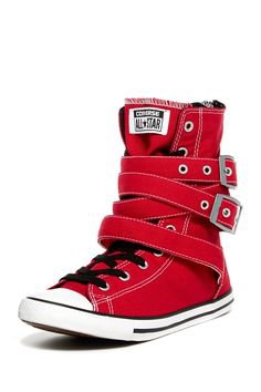 Red buckle converse