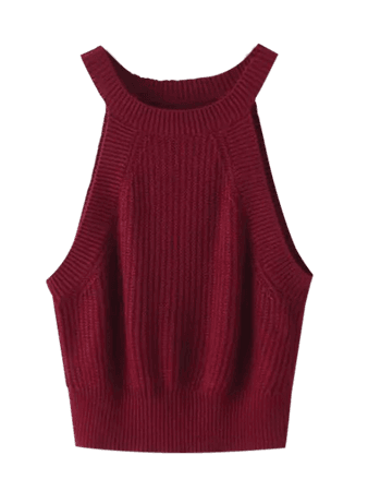 [24% OFF] 2019 Armhole Knitted Top In WINE RED | ZAFUL GB