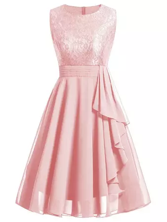 Lace Top Flounce Flare Dress | SHEIN USA